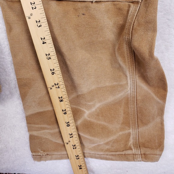 Carhartt R01 BRN Double Knee Unlined Duck Bib Overalls Mens 38x34 Carpenter - Picture 6 of 13